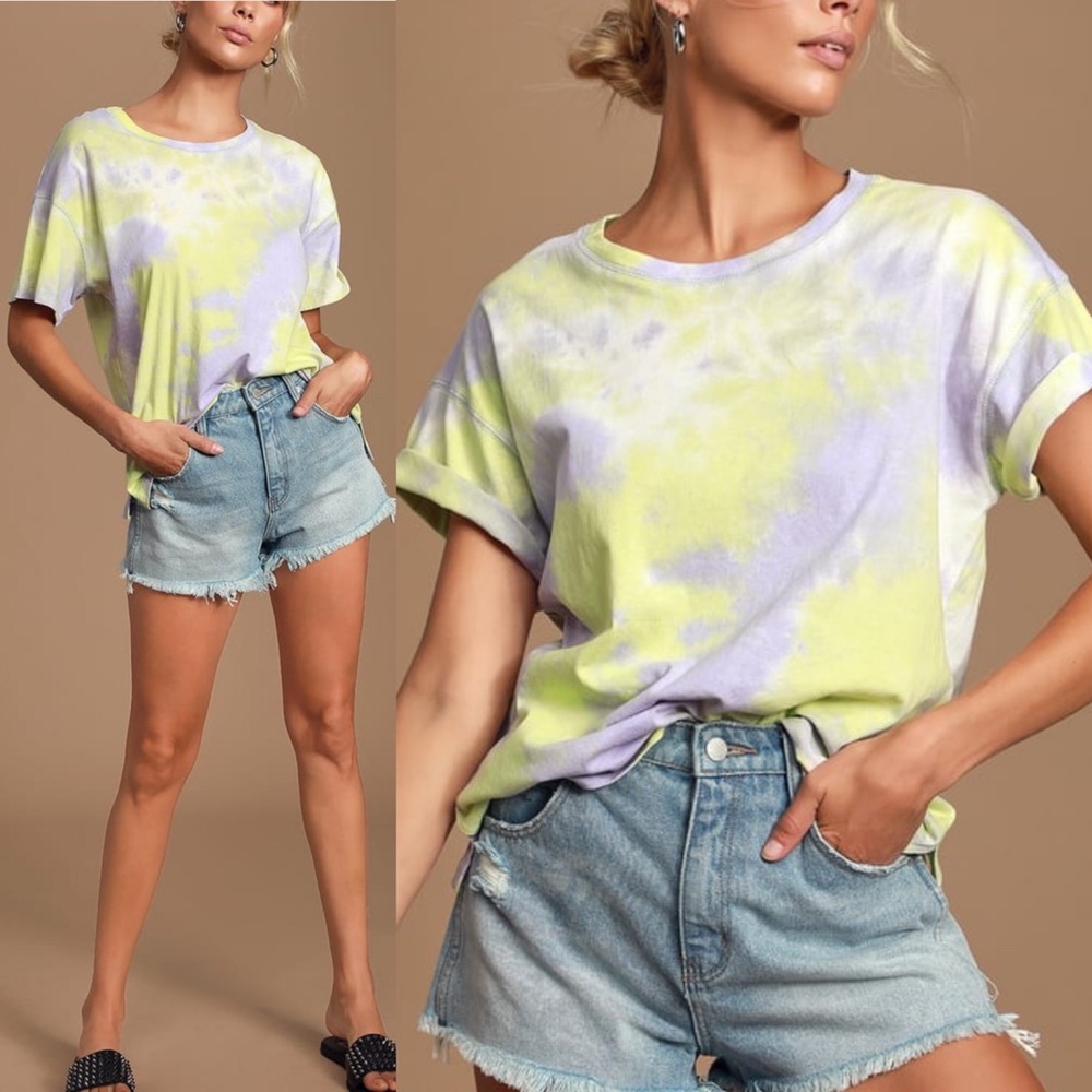 🆕 Purple and Neon Green Tie Dye Tee from Lulu’s